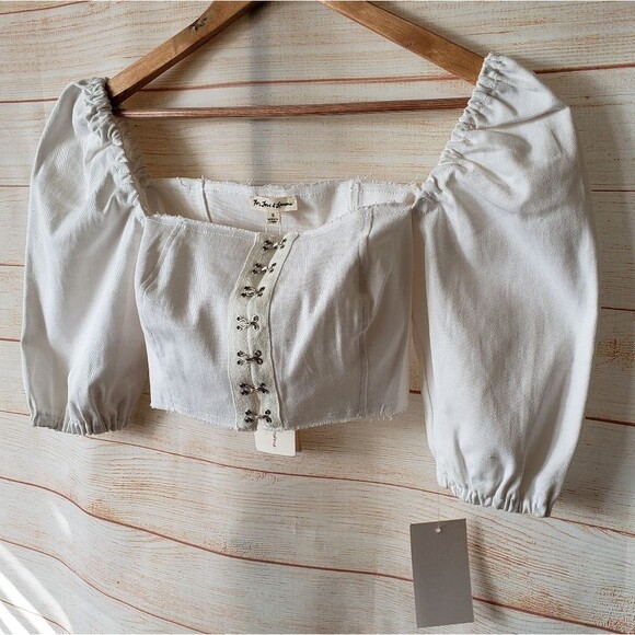 For Love And Lemons Cropped Cotton/Spandex Cropped Top Blouse Women's Small - Picture 2 of 10